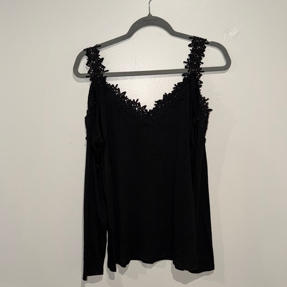 Black Lace Cold Shoulder Top - Picture 3 of 3